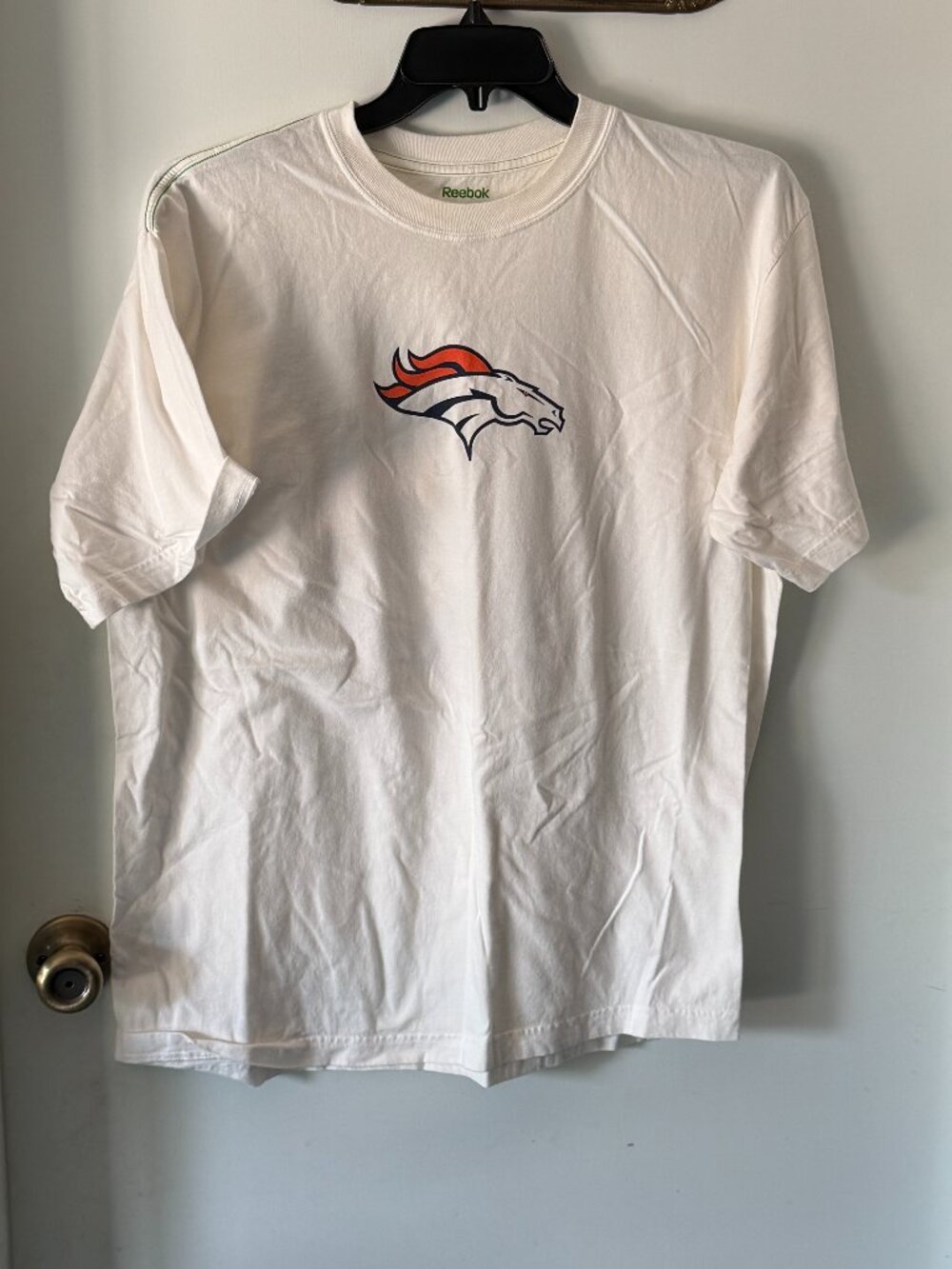 Denver Broncos T-Shirt Men’s Large Blue & Orange Tim Tebow #15 Reebok Tee Shirt